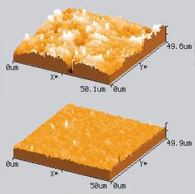 50 µm x 50 µm image; Z-range: 150 nm; Ball diameter: 6 mm 50 µm x 50 µm image; Z-range: 150 nm; Ball diameter: 6 mm