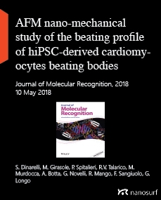 AFM nano‐mechanical study of the beating profile of hiPSC‐derived cardiomyocytes beating bodies WT and DM1