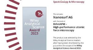 Nanosurf’s DriveAFM wins Wiley Analytical Science Award 2023